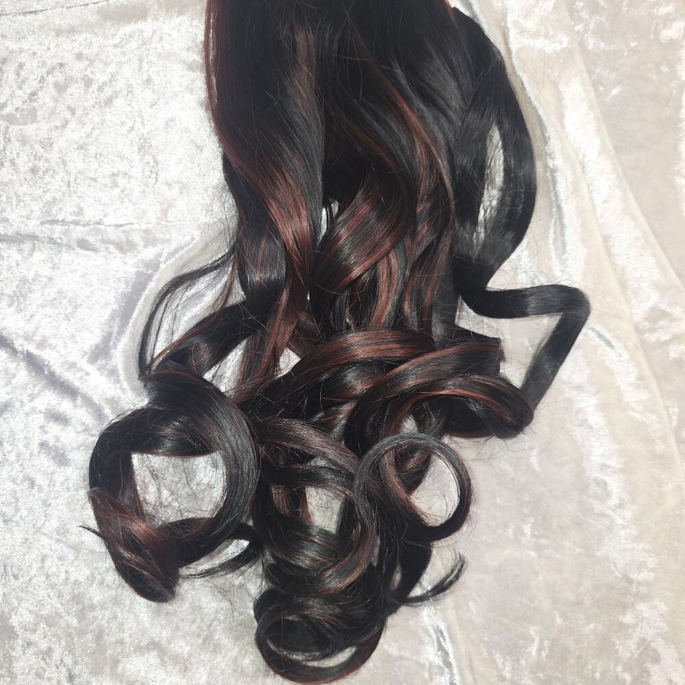 Red and Black Curly Extension ponytail